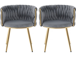Set di 2 sedie "Isa" in velluto intrecciato - Grigio