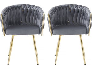 Set di 2 sedie da pranzo in velluto intrecciato "Séléna" - Grigio