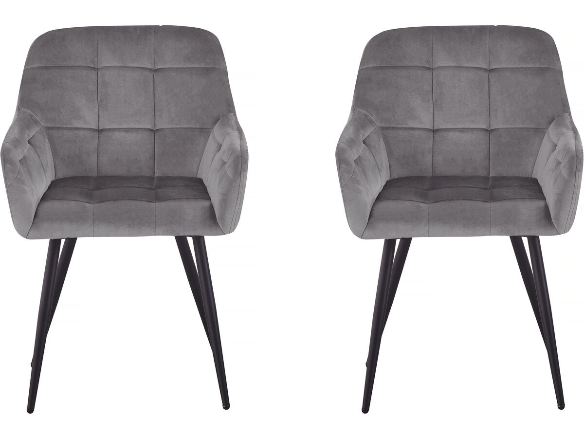 Set di 2 sedie in velluto "Valentina" con braccioli - Grigio