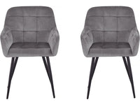 Set di 2 sedie in velluto "Valentina" con braccioli - Grigio