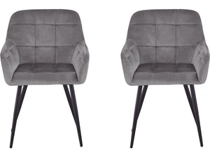 Set di 2 sedie in velluto "Valentina" con braccioli - Grigio