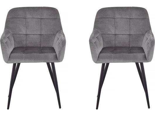 Set di 2 sedie in velluto "Valentina" con braccioli - Grigio