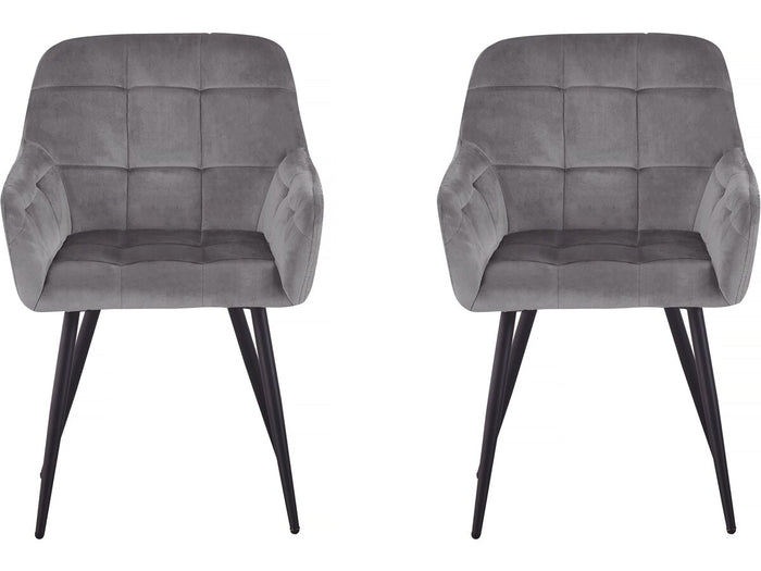 Set di 2 sedie in velluto "Valentina" con braccioli - Grigio