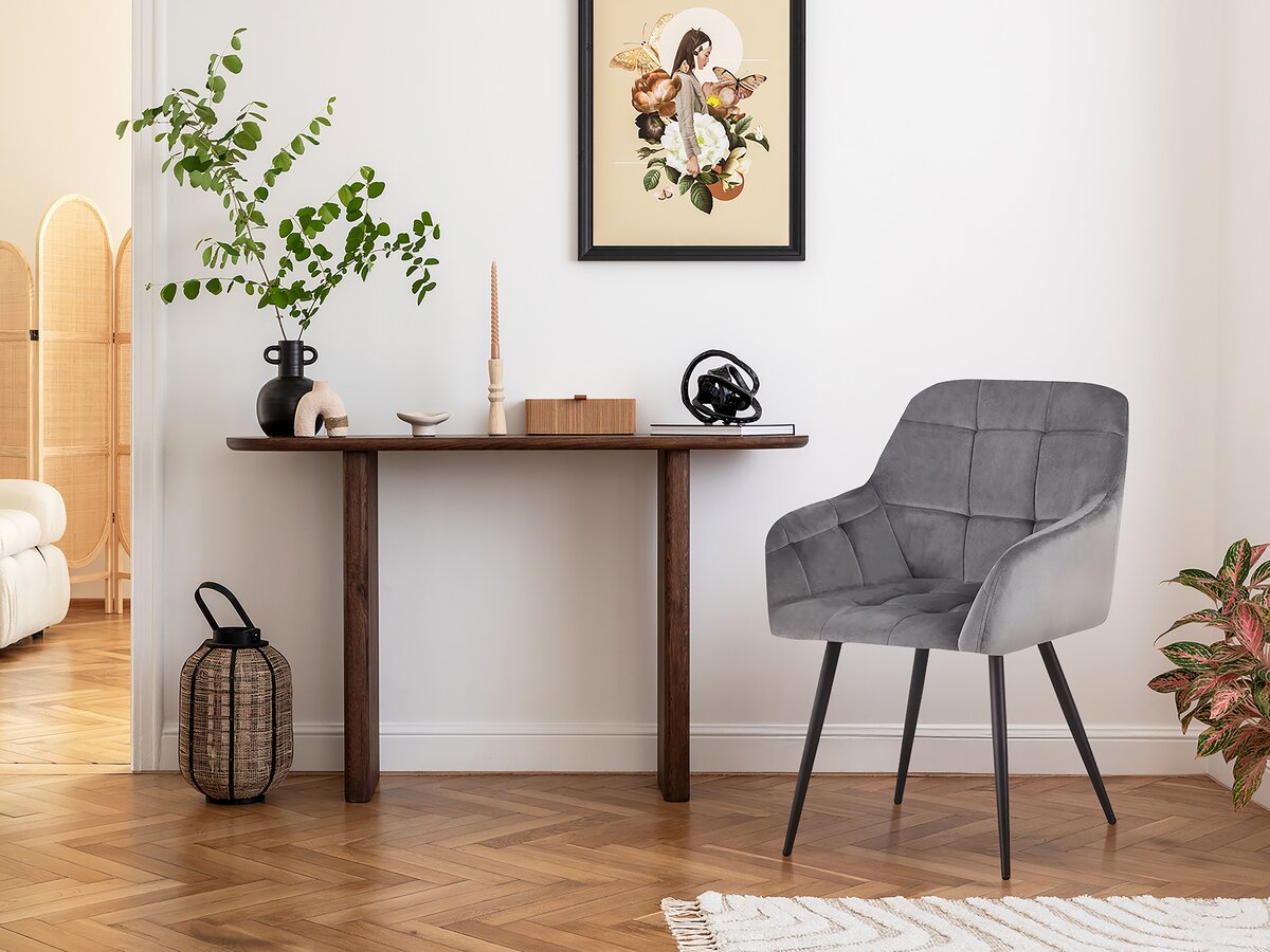 Set di 2 sedie in velluto "Valentina" con braccioli - Grigio