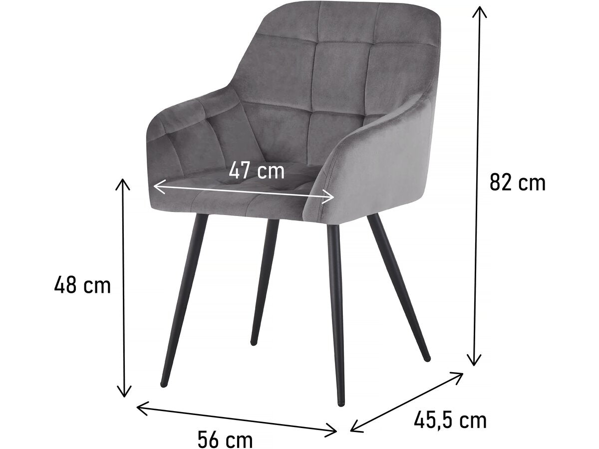 Set di 2 sedie in velluto "Valentina" con braccioli - Grigio