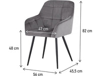 Set di 2 sedie in velluto "Valentina" con braccioli - Grigio