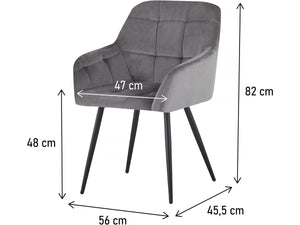 Set di 2 sedie in velluto "Valentina" con braccioli - Grigio