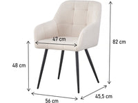 Set di 2 sedie con fibbia "Valentina" con braccioli - Beige