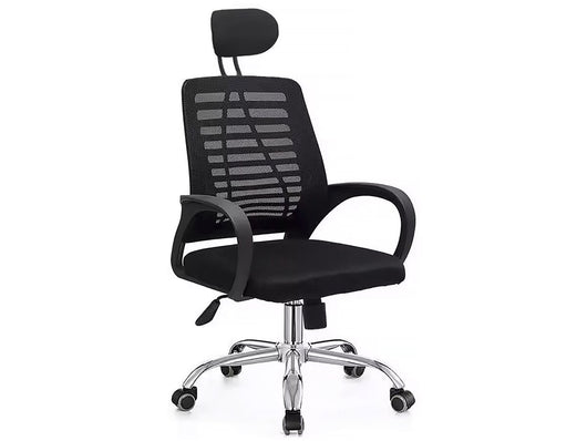 Sedia da ufficio ergonomica regolabile in altezza "Sébastien" con poggiatesta - Nero