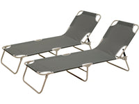 Set di 2 lettini pieghevoli "Elsa" in metallo e textilene - Grigio