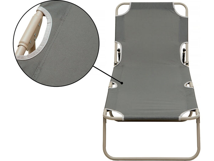Set di 2 lettini pieghevoli "Elsa" in metallo e textilene - Grigio