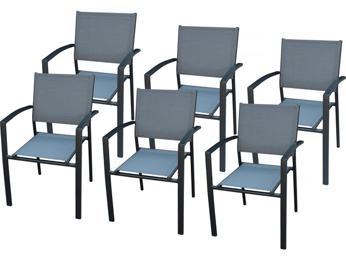 Set di 6 sedie da giardino in alluminio "Lyraya" - Antracite