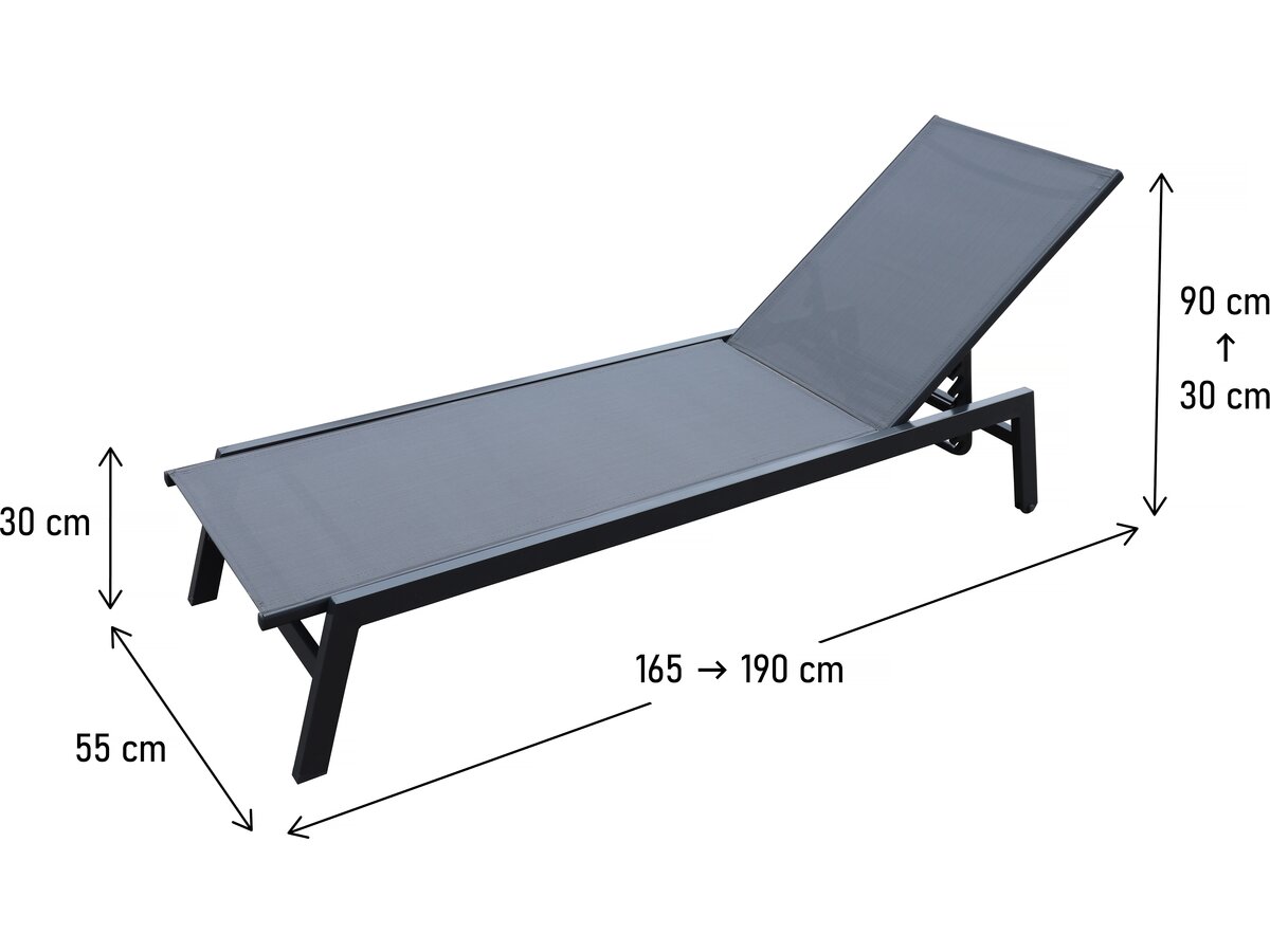 Lettino in alluminio con rotelle "Loona" - Grigio