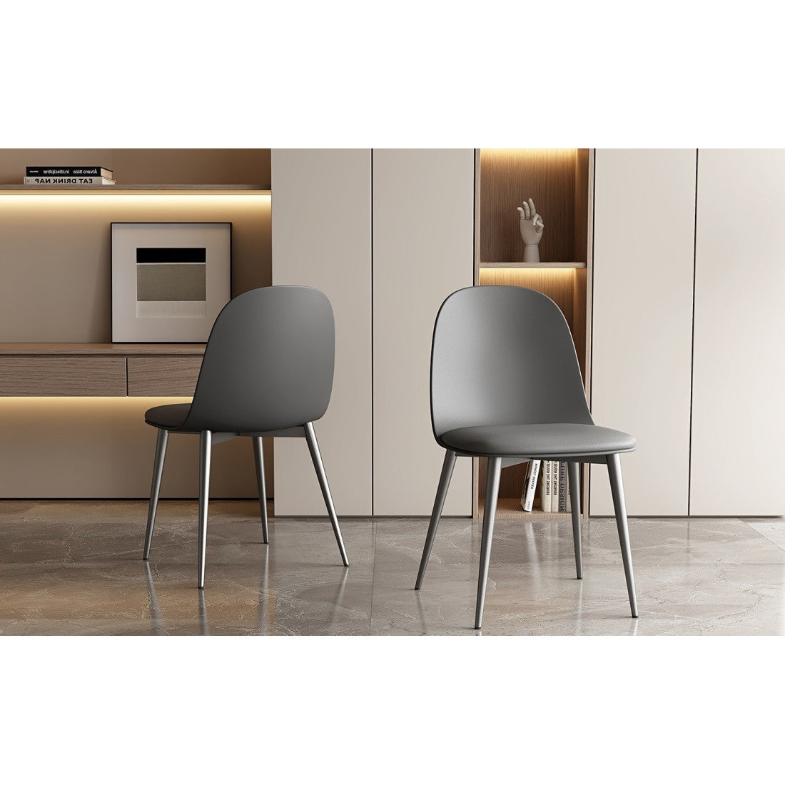 Sedia ''JASMON'' cuscino in PU Grigio, dimensioni H81 x L51 x P44, ideale per la tua cucina o sala da pranzo.