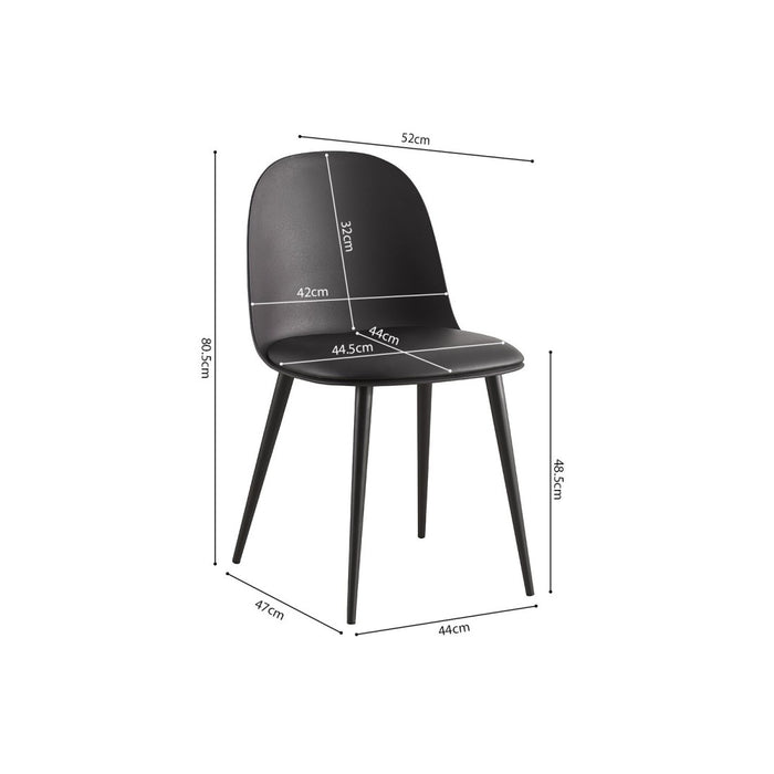 Sedia ''JASMON'' cuscino in PU Nero, dimensioni H81 x L51 x P44, ideale per la tua cucina o sala da pranzo.