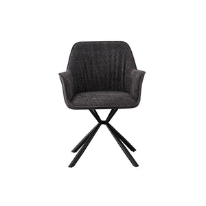 Sedia LUCIA Bouclé Grigio Schienale in PU Grigio chiaro, dimensioni H82.5 x L62 x P63, per cucina o sala da pranzo.