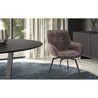 Sedia MADO Girevole in Velluto Taupe, dimensioni H84 x L63 x P63, ideale per la tua cucina o sala da pranzo.