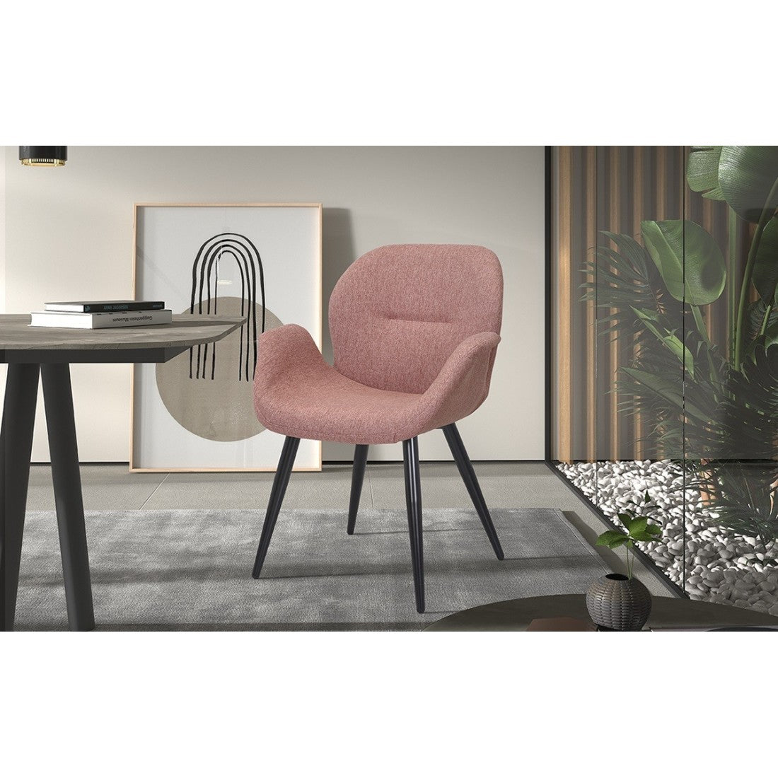 Sedia MAXIMA Tessuto Rosa, dimensioni H85 x L64 x P60, ideale per la tua cucina o sala da pranzo.