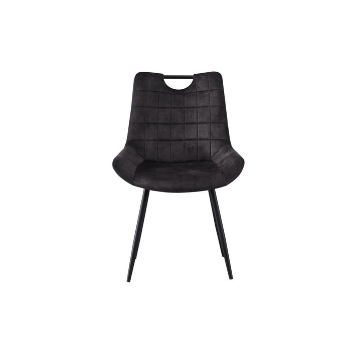 Sedia 'NINO' in velluto grigio, dimensioni H84 x L56 x P62.5, ideale per la tua cucina o sala da pranzo.