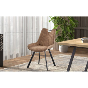 Sedia 'Paola' in microfibra PU marrone scuro, dimensioni: H87 x L54 x P63 cm