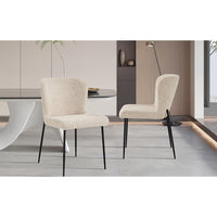 Sedia rivestita in Bouclé per sala da pranzo colore Beige. Collezione LISE