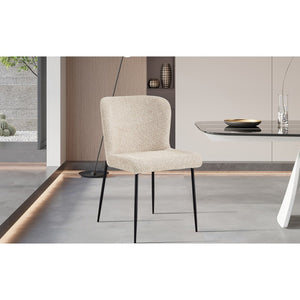 Sedia rivestita in Bouclé per sala da pranzo colore Beige. Collezione LISE