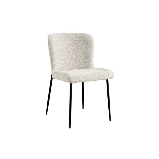 Sedia rivestita in Bouclé per sala da pranzo colore Ecru. Collezione LISE