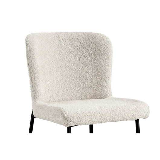 Sedia rivestita in Bouclé per sala da pranzo colore Ecru. Collezione LISE