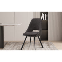 Sedia rivestita in Bouclé per sala da pranzo, colore Grigio. Collezione FILOU.