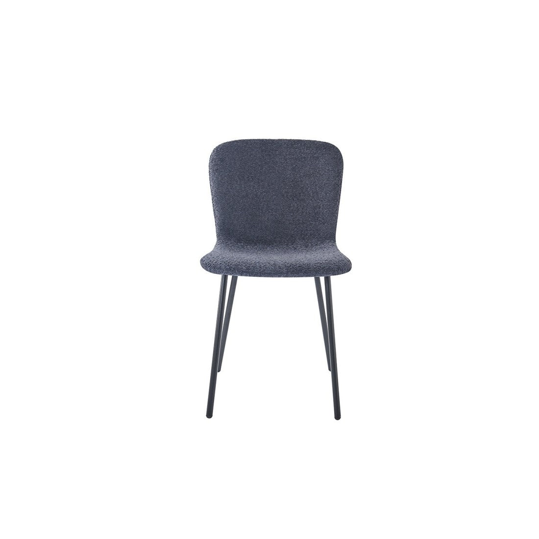 Sedia rivestita in tessuto bouclé per sala da pranzo colore grigio scuro. Collezione ALCAN