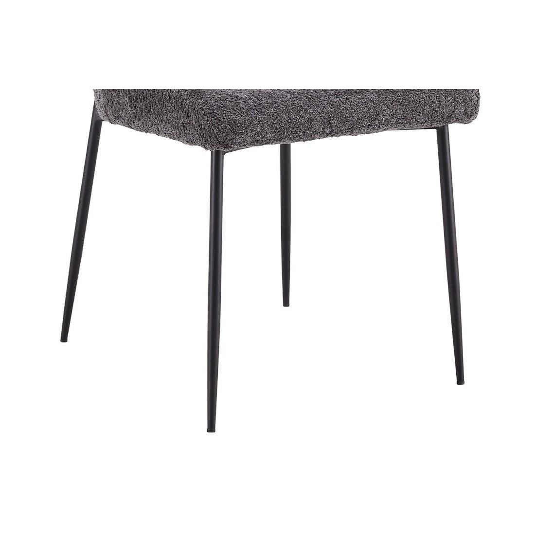 Sedia rivestita in Bouclé per sala da pranzo colore Grigio Scuro. Collezione LISE