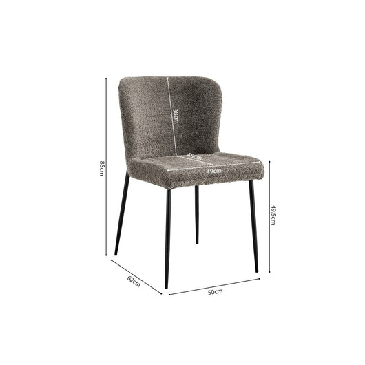 Sedia rivestita in Bouclé per sala da pranzo colore Sabbia. Collezione LISE