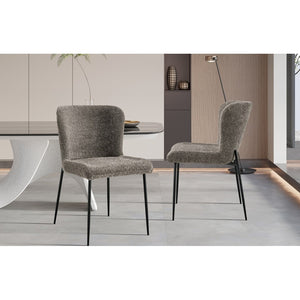 Sedia rivestita in Bouclé per sala da pranzo colore Sabbia. Collezione LISE