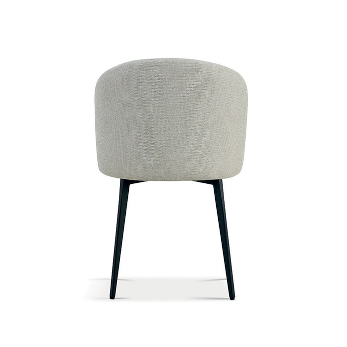 Sedia rivestita in tessuto per sala da pranzo, colore beige. Collezione HARDIN