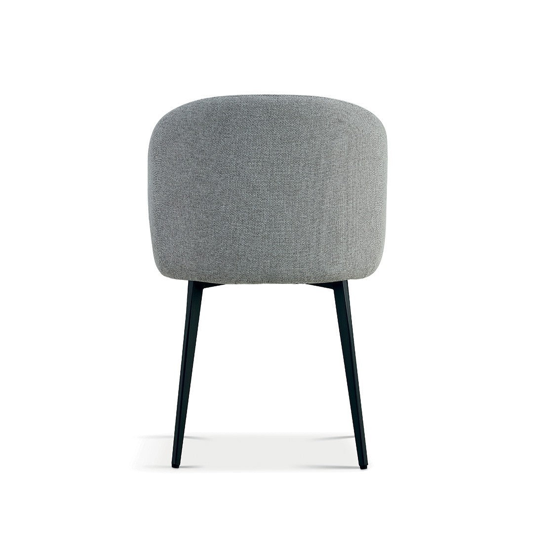 Sedia rivestita in tessuto per sala da pranzo di colore grigio chiaro. Collezione HARDIN