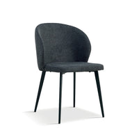Sedia rivestita in tessuto per sala da pranzo, colore grigio scuro. Collezione HARDIN