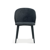 Sedia rivestita in tessuto per sala da pranzo, colore grigio scuro. Collezione HARDIN