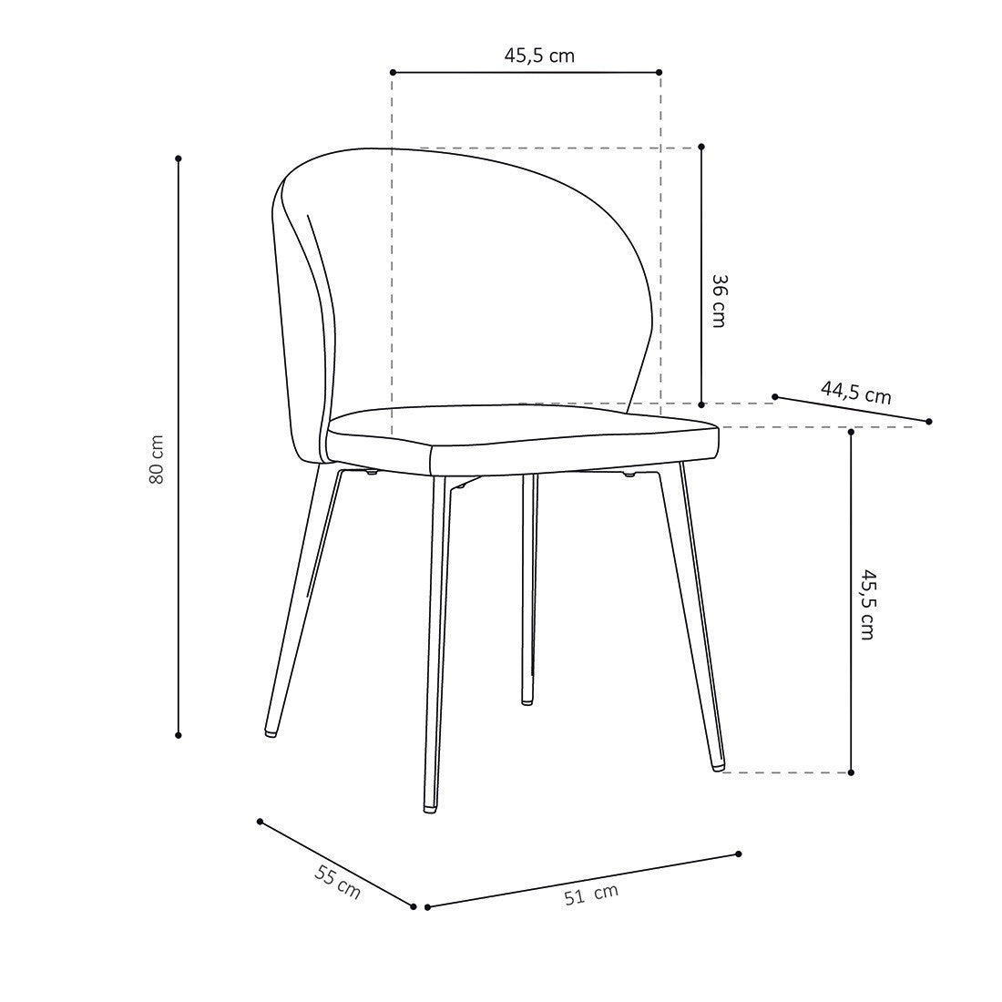 Sedia rivestita in tessuto per sala da pranzo colore sabbia. Collezione HARDIN