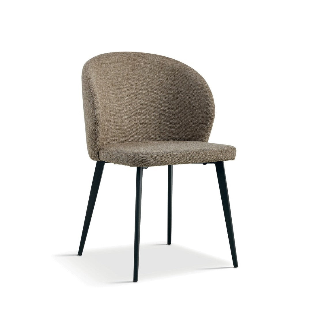 Sedia rivestita in tessuto per sala da pranzo colore sabbia. Collezione HARDIN