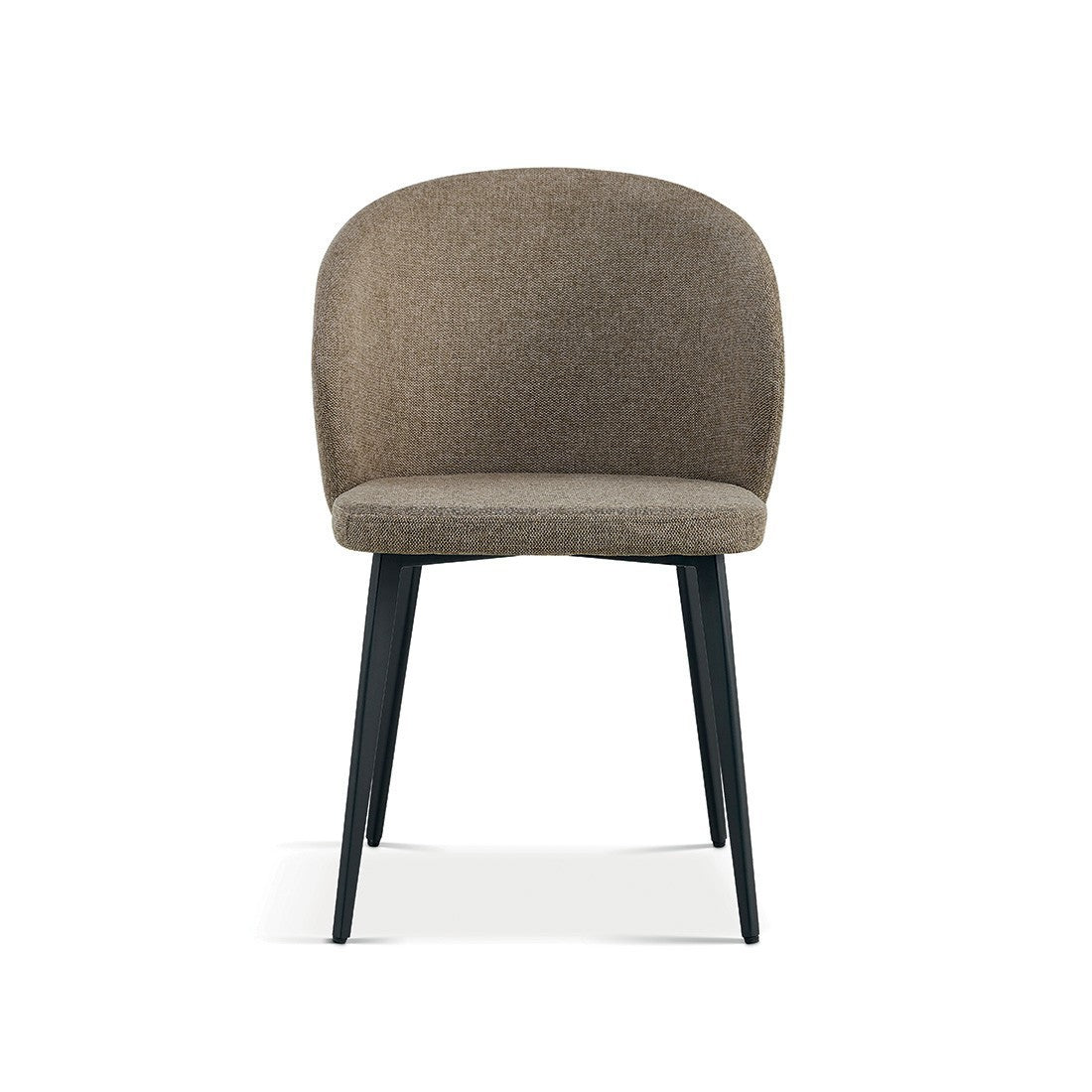 Sedia rivestita in tessuto per sala da pranzo colore sabbia. Collezione HARDIN