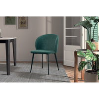 Sedia rivestita in tessuto per sala da pranzo colore verde. Collezione HARDIN