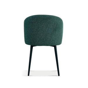 Sedia rivestita in tessuto per sala da pranzo colore verde. Collezione HARDIN