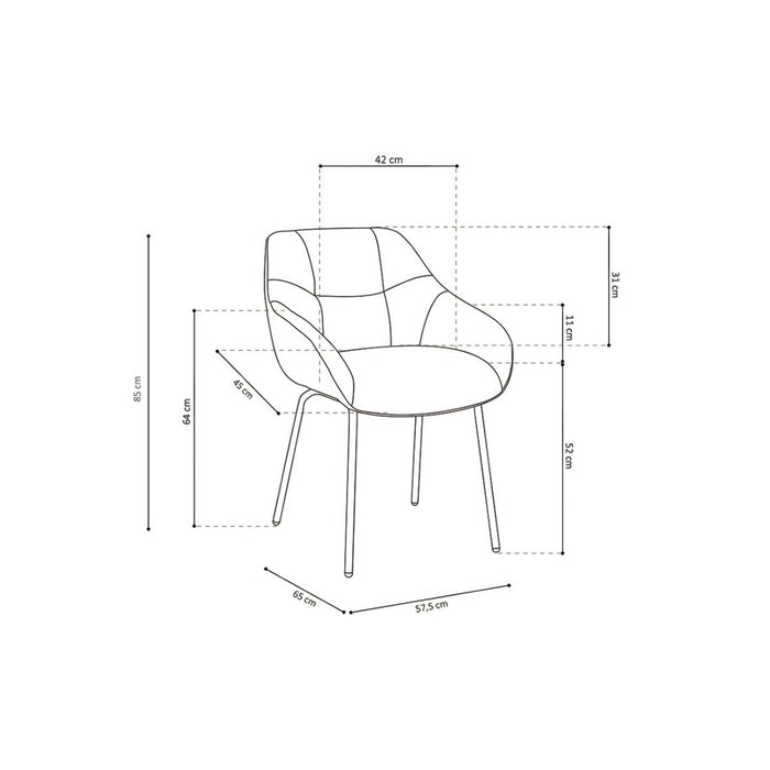 Sedia SAM Tessuto Grigio Schienale in PU Grigio Scuro, dimensioni H85 x L57,5 x P65, ideale per la tua cucina o sala da pranzo.