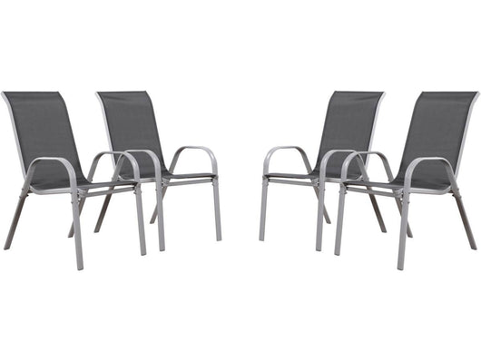 Sedie da giardino textilene "Cordoba" -Phoenix-Grigio scuro/Argentato-Set di 4