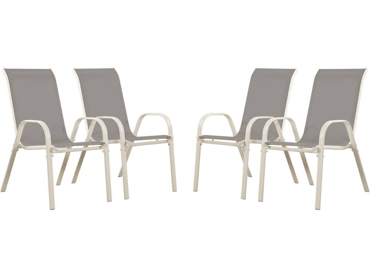 Sedia da giardino textilene "Cordoba" -Phoenix-Grigio chiaro -Set di 4