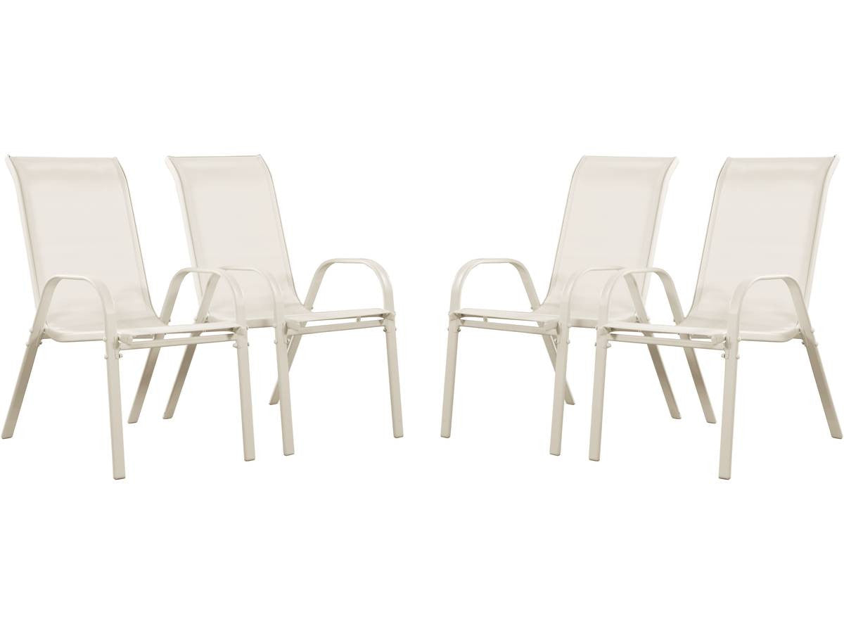 Sedia da giardino textilene "Cordoba" -Phoenix-Ecru- Set di 4
