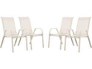 Sedia da giardino textilene "Cordoba" -Phoenix-Ecru- Set di 4
