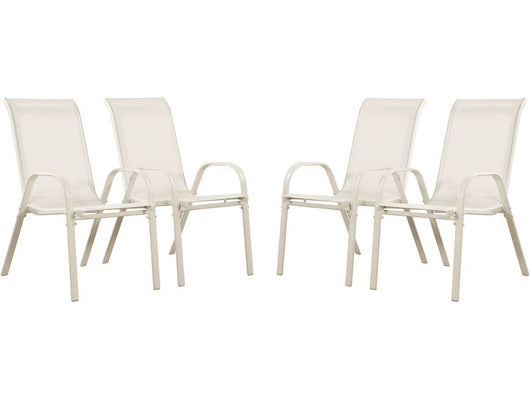 Sedia da giardino textilene "Cordoba" -Phoenix-Ecru- Set di 4