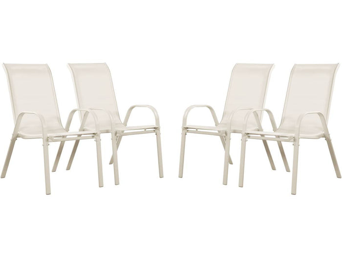 Sedia da giardino textilene "Cordoba" -Phoenix-Ecru- Set di 4