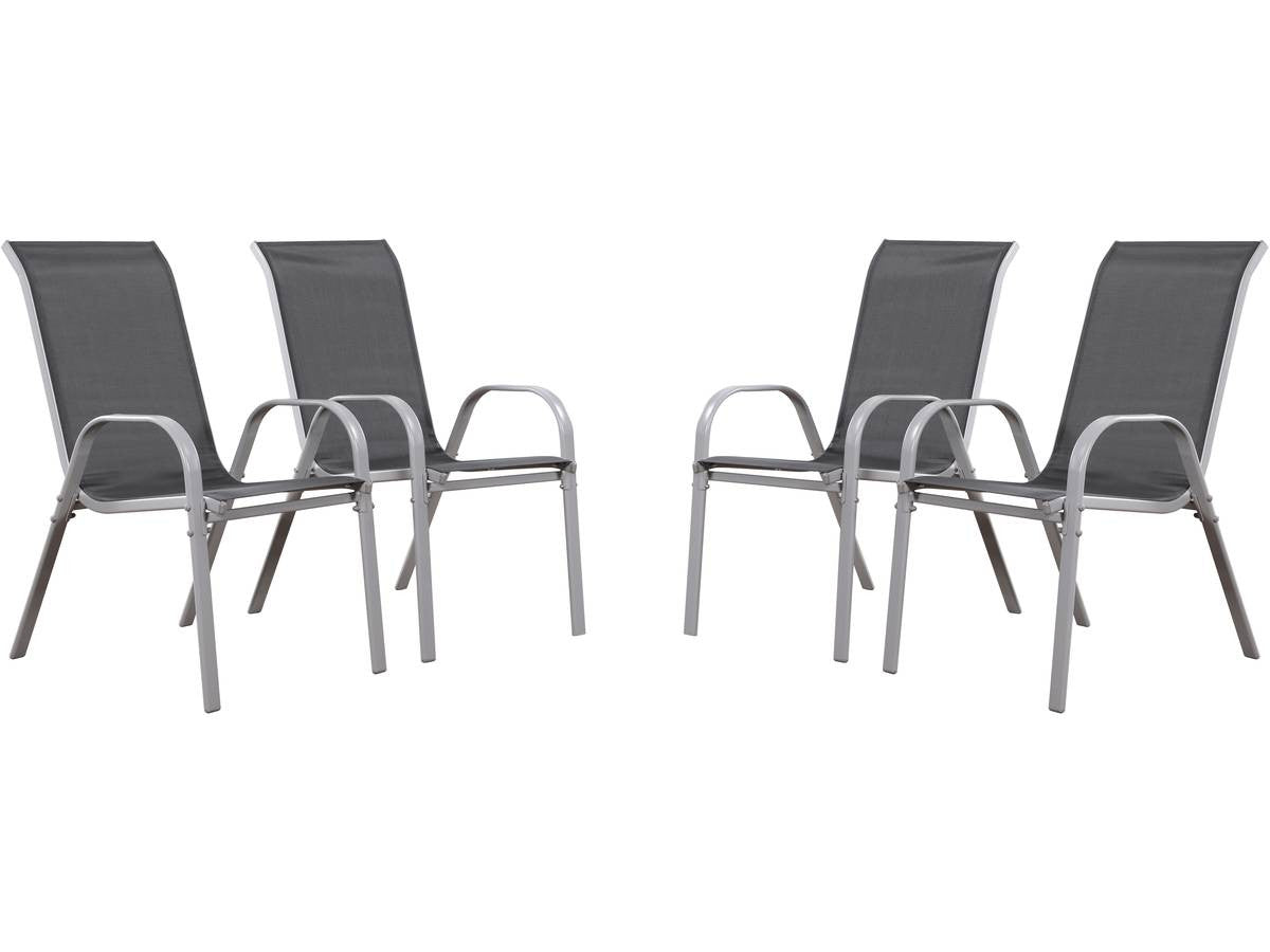 Sedie da giardino textilene "Cordoba" -Phoenix-Grigio scuro/Argentato-Set di 4